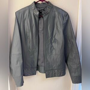 Studded Gray Leather Jacket